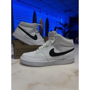 Good Condition Nike Court Vision Mid NN Black White Shoes 10.5men & 12wmns